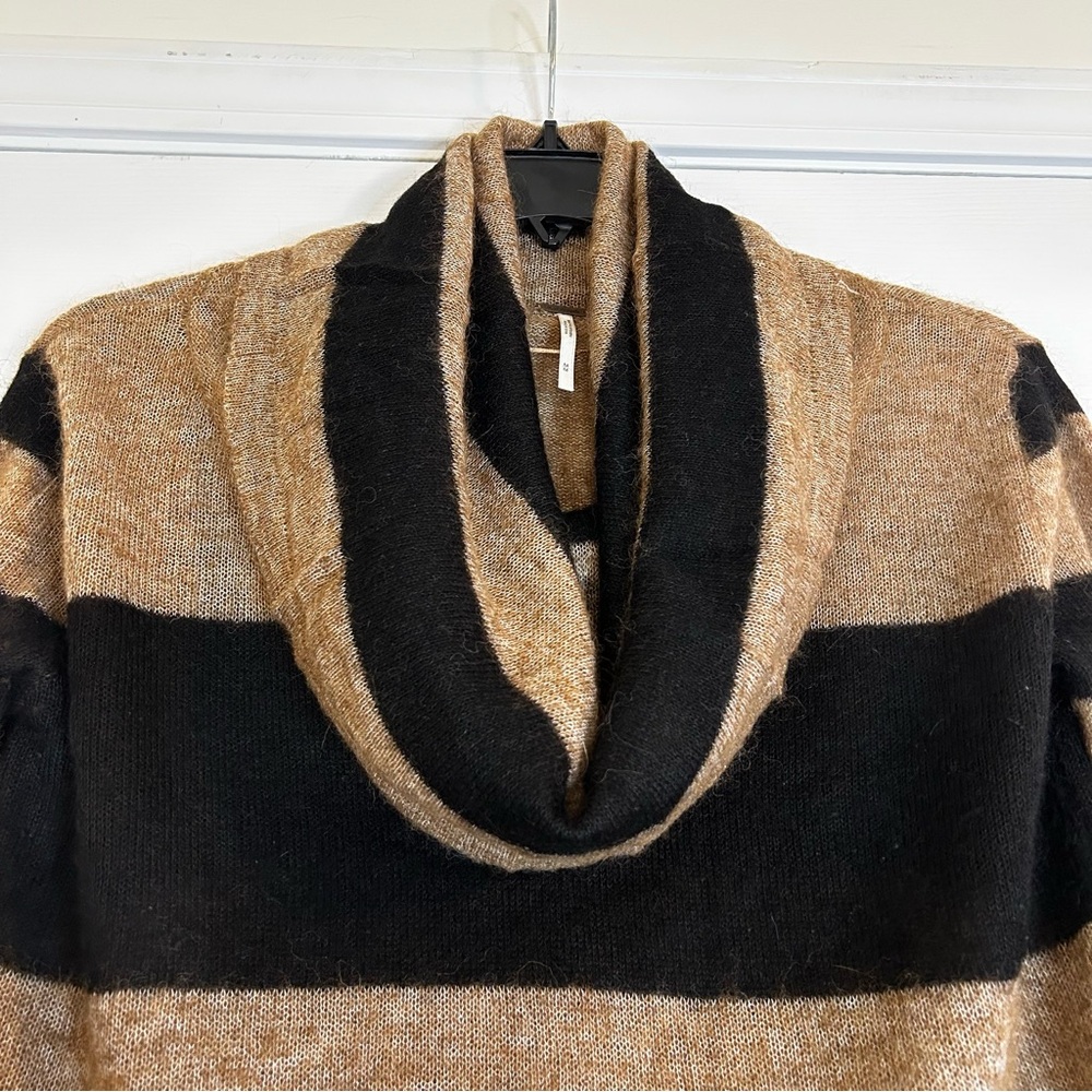 Free People Black and Brown Cowl Neck Sweater